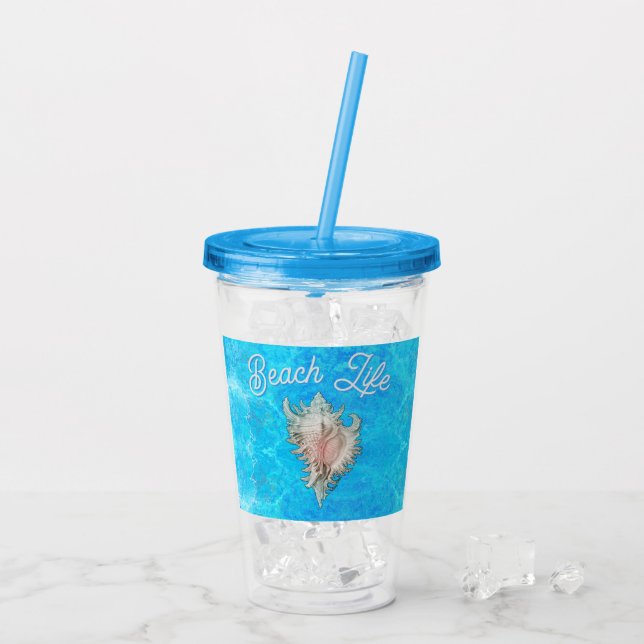 Vaso Acrílico Caracol "Vida de Playa" (Reverso (hielo))