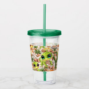 Vaso Acrílico Caracteres de dibujos animados de Baby Geckos Cute