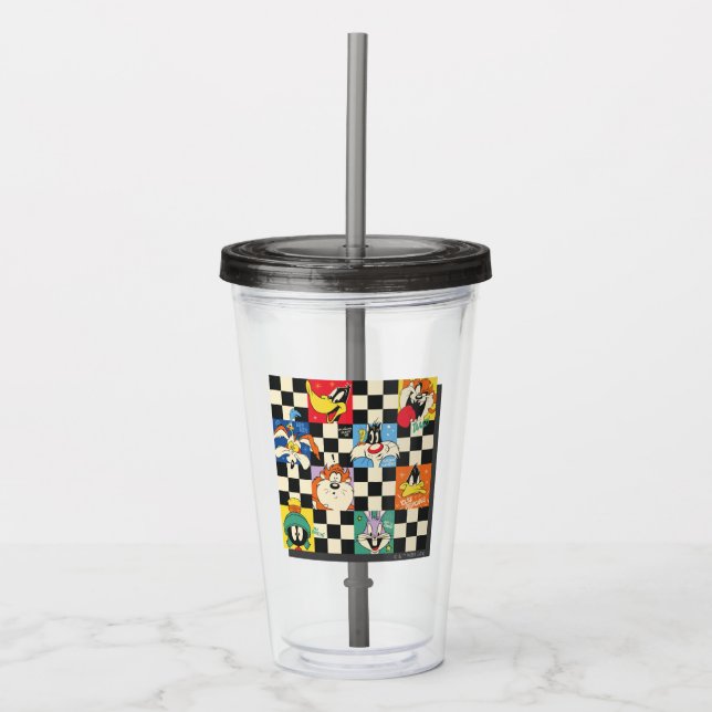 Vaso Acrílico Caracteres LOONEY TUNES™ en negro y blanco (Anverso)