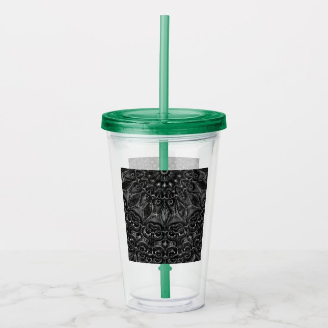 Vaso Acrílico Carbón Mandala Acrílico Tumbler (Anverso)