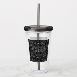 Vaso Acrílico Carbón Mandala Acrílico Tumbler