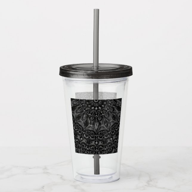 Vaso Acrílico Carbón Mandala Acrílico Tumbler (Anverso)