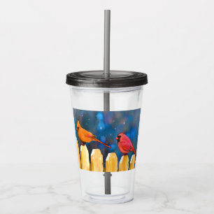 Vaso Acrílico Cardenales sobre la pintura de la cerca - Arte ori
