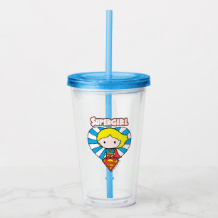 Vaso Acrílico Carne y logotipo de la Superchica de la Cigüeña
