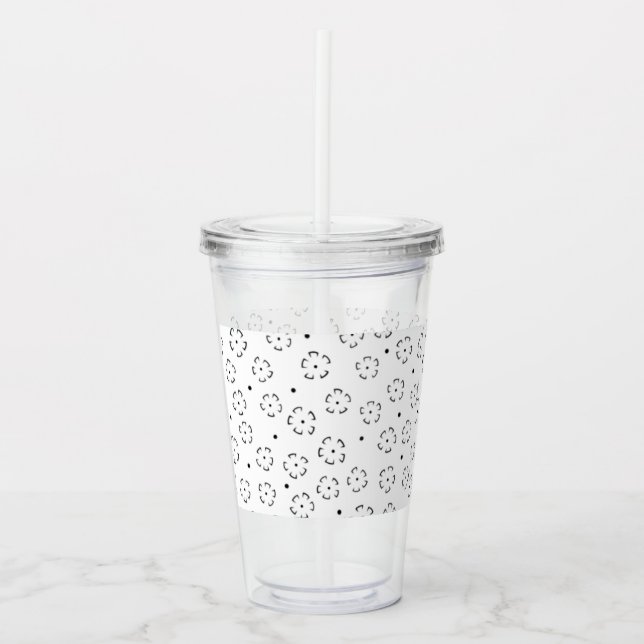 Vaso Acrílico Carpeta de cumpleaños con flores personalizadas (Anverso)