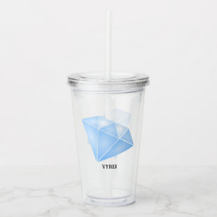 Vaso Acrílico Carro de brillantes diamantes azules