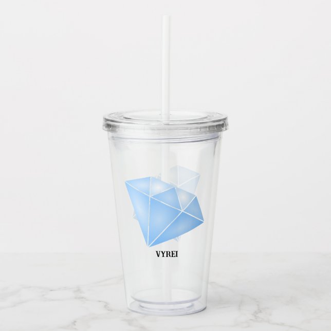 Vaso Acrílico Carro de brillantes diamantes azules (Anverso)
