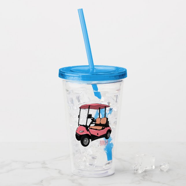 Vaso Acrílico Carro de golf / ilustracion personalizado de coche (Anverso (hielo))