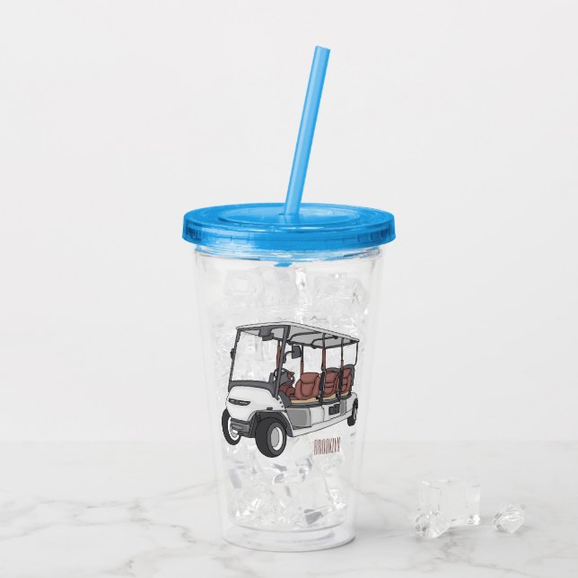 Vaso Acrílico Carro de golf / ilustracion personalizado de coche (Reverso (hielo))