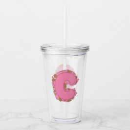 Vaso Acrílico Carta de café C: Monograma inicial