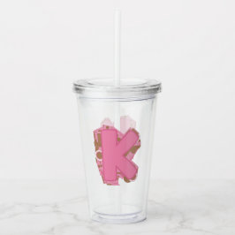 Vaso Acrílico Carta de café K: Inicial Monograma