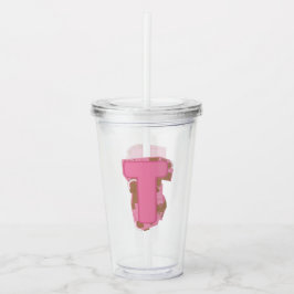 Vaso Acrílico Carta de café T: Inicial de monograma