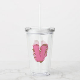 Vaso Acrílico Carta de café V: Inicial de monograma
