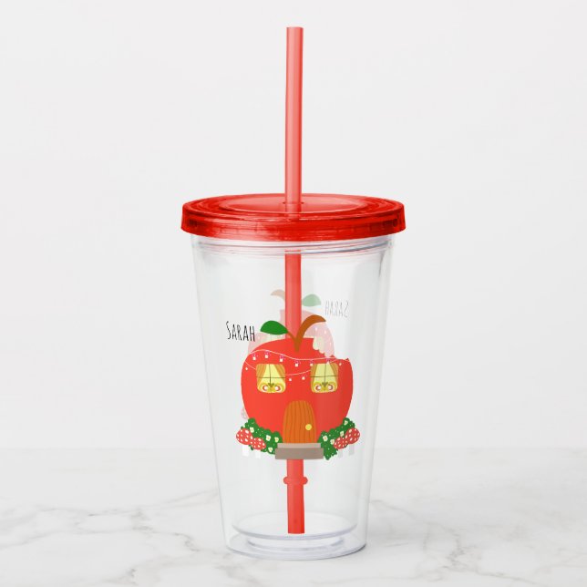 Vaso Acrílico Casa de rana de frutas de Apple (Anverso)