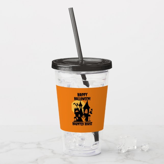 Vaso Acrílico Casa embrujada Halloween  (Anverso (hielo))