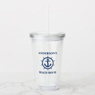 Vaso Acrílico Casa Nautical Anchor Rope Wheel Beach House