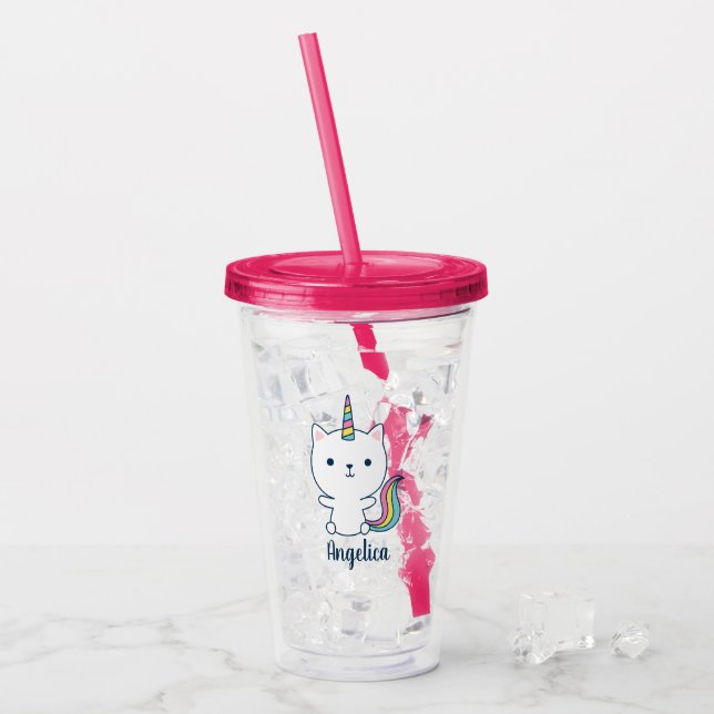 Vaso Acrílico Caticorn | Botella de agua | (Anverso (hielo))