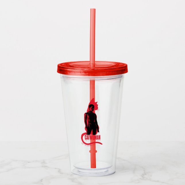 Vaso Acrílico Catwoman Selina Kyle Cat Silhouette (Anverso)
