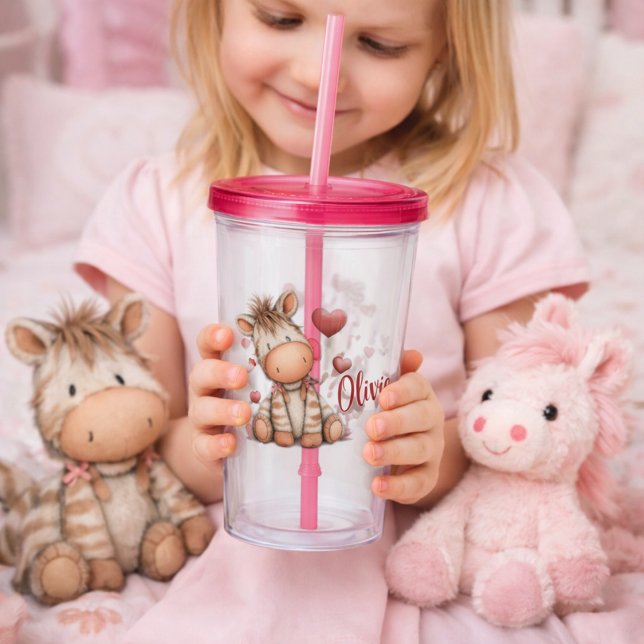 Vaso Acrílico “Cebra Linda Sosteniendo Corazón  (Subido por el creador)