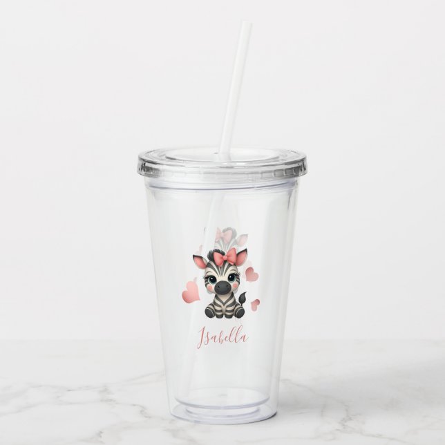 Vaso Acrílico Cebra pequeña adorable  (Reverso)