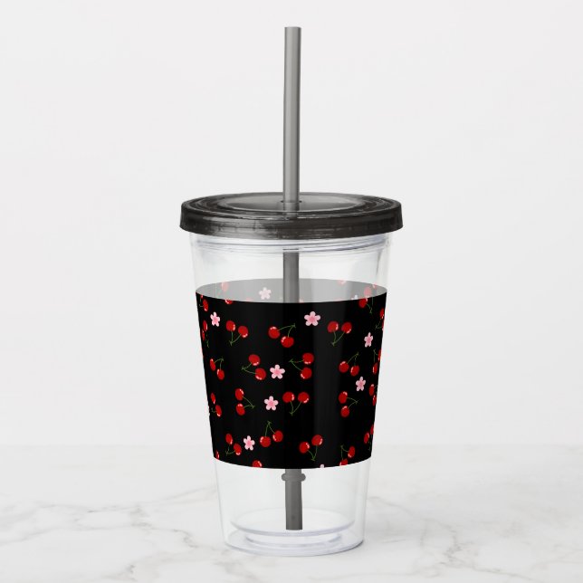 Vaso Acrílico Cerezas oscuras (Anverso)