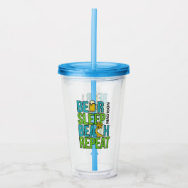 Vaso Acrílico Cerveza - Sleep - Beach nombre personalizado tumbl
