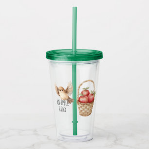 Vaso Acrílico Cesta de manzanas pájaro