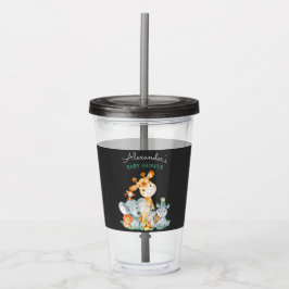 Vaso Acrílico Chalkboard Watercol Cute Safari Jungle Baby Shower