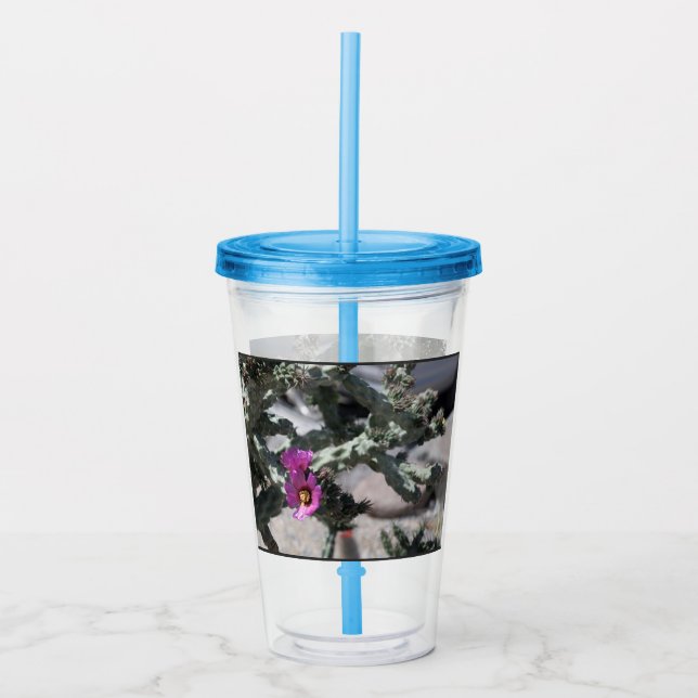 Vaso Acrílico Challa Cactus en floración (Anverso)