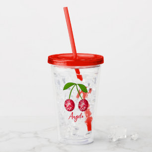 Vaso Acrílico Cherry Disco Ball Custom Name