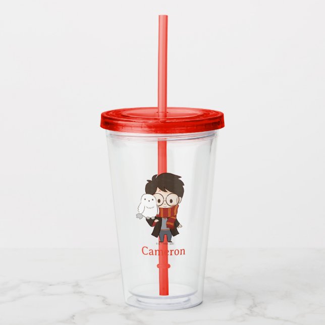 Vaso Acrílico Chibi HARRY POTTER™ & Hedwig (Anverso)