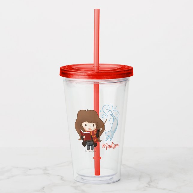 Vaso Acrílico Chibi Hermione Granger Patronus (Anverso)