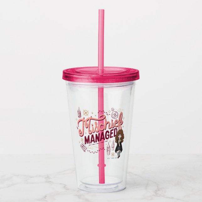 Vaso Acrílico Chibi Hermione "Mischief Managed" (Anverso)
