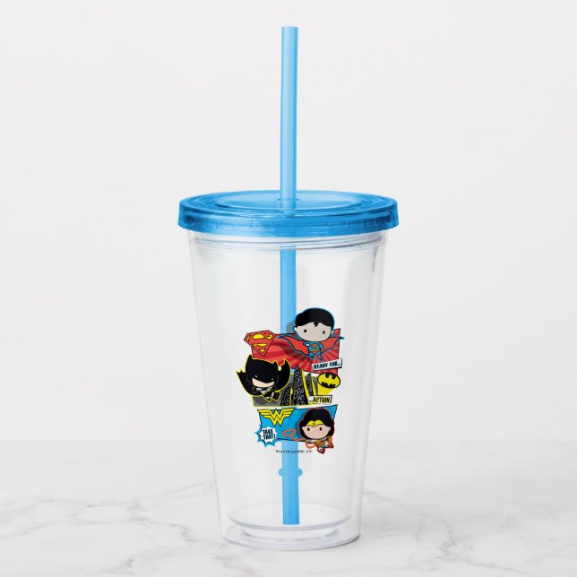 Vaso Acrílico ¡Chibi Heroes Preparado Para La Acción! (Anverso)