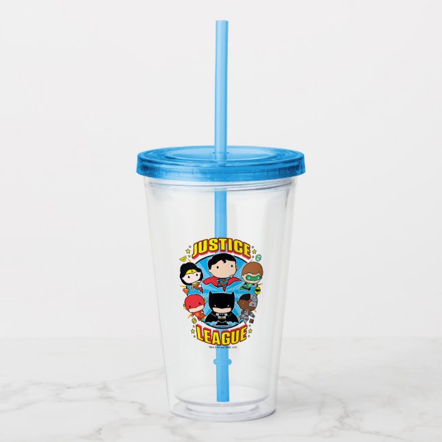 Vaso Acrílico Chibi Justice League Group (Anverso)