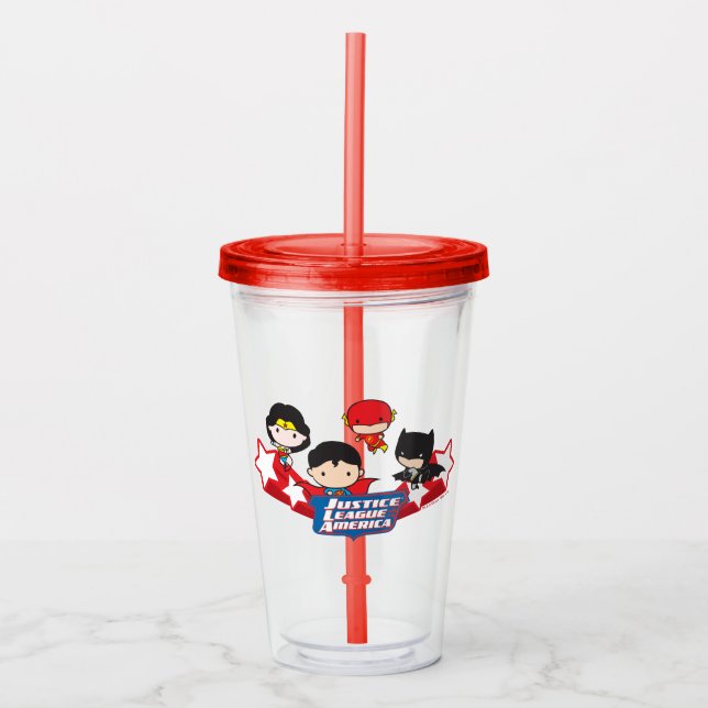 Vaso Acrílico Chibi Justice League of America Stars (Anverso)
