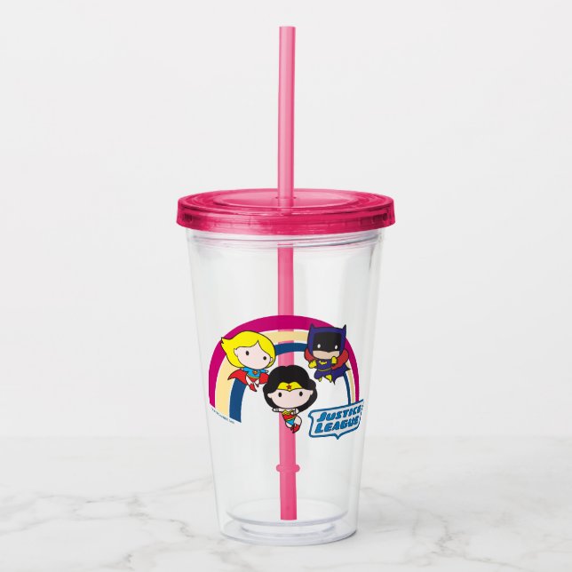 Vaso Acrílico Chibi Justice League Rainbow 2 (Anverso)