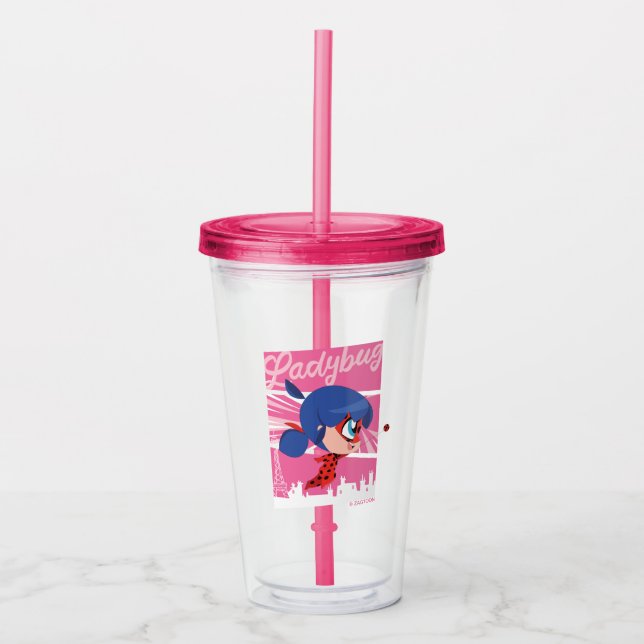 Vaso Acrílico Chibi Ladybug en París (Anverso)