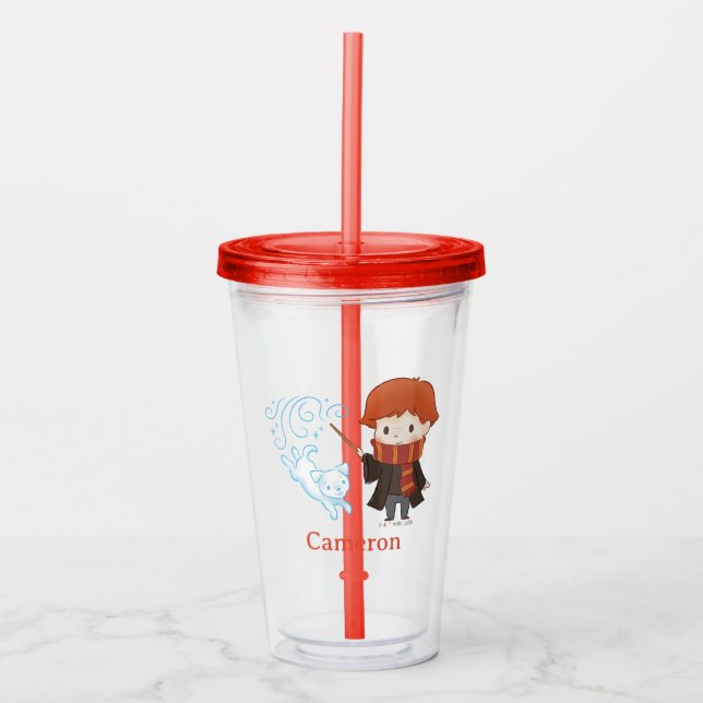 Vaso Acrílico Chibi Ron Weasley Patronus (Anverso)