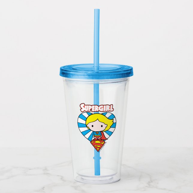 Vaso Acrílico Chibi Supergirl Starburst Heart and Logo (Anverso)