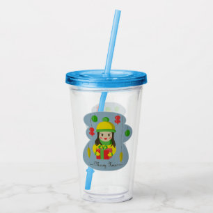 Vaso Acrílico Chica con caja de regalo para Navidades