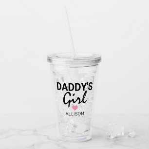 Vaso Acrílico Chica Cute Daddys  Pink Heart Personalized Kids