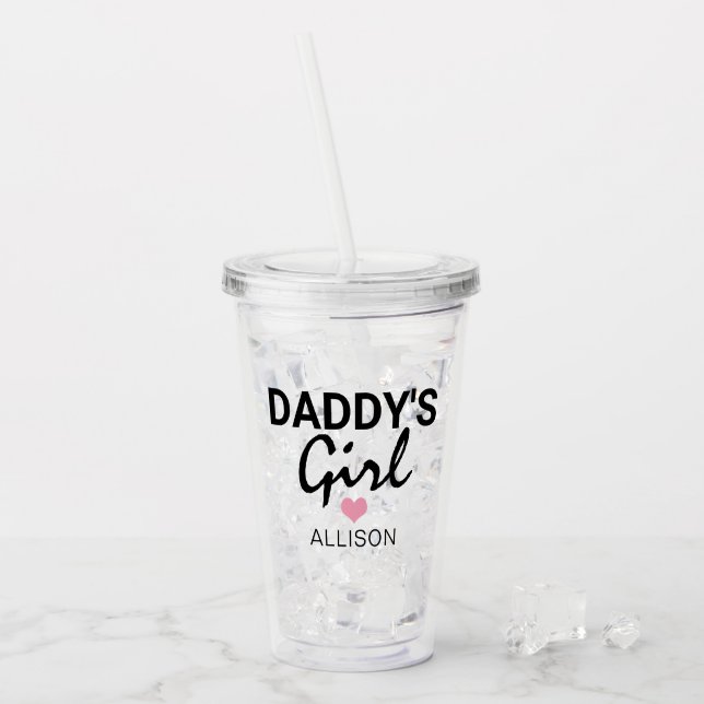 Vaso Acrílico Chica Cute Daddys  Pink Heart Personalized Kids (Anverso (hielo))