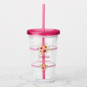 Vaso Acrílico Chica de flor personalizada regalo de Boda Fuchsia