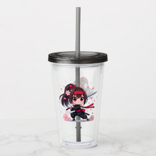 Vaso Acrílico Chica de la floración guerrera de ninja