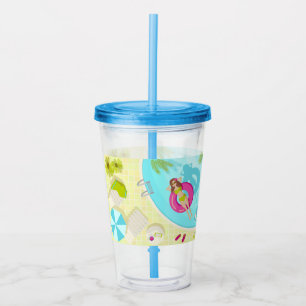 Vaso Acrílico Chica de la piscina en la playa de verano de bikin