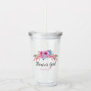 Vaso Acrílico Chica de las Flores Floral Personalizado