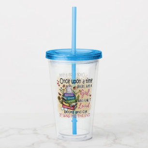 Vaso Acrílico Chica que ama los libros y los gatos