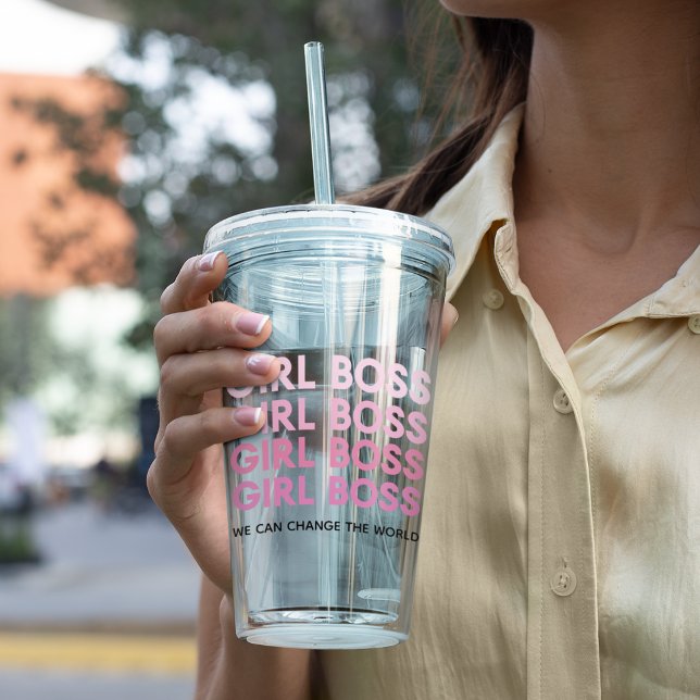 Vaso Acrílico Chica rosa moderno Jefe mejor regalo para Girly (Subido por el creador)