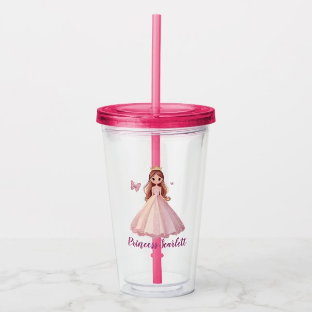 Vaso Acrílico Chicas adoran a la princesa personalizada esparkle (Anverso)